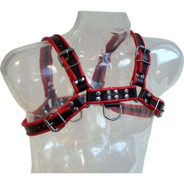 Imbracatura BDSM in Pelle con Catene Regolabile Uomo Rosso e Nero
